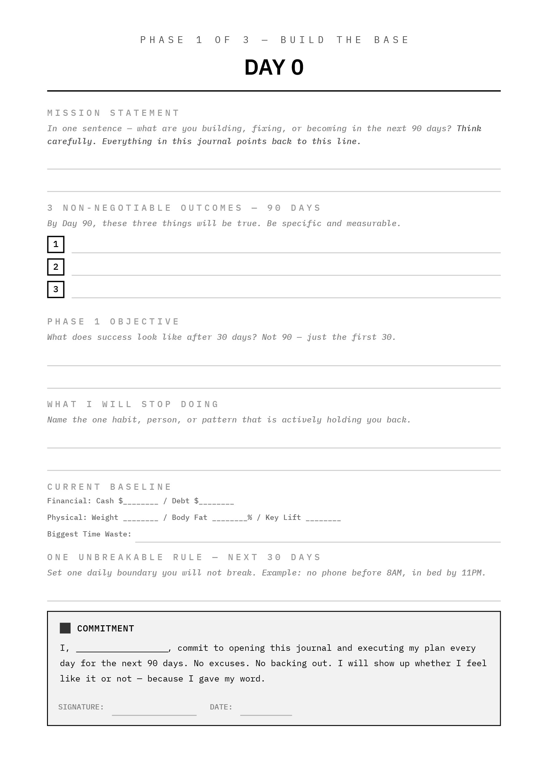The Protocol β Day 0 Mission Statement page